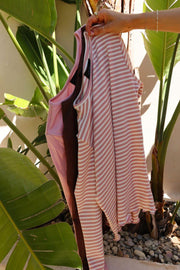 Natalia Ls Round Neck  Blouse | Rose Creme Gold Stripe | Bluse fra Liberté
