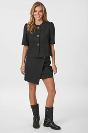 Xanthe Herringbone Blazer | Dark Grey | Blazers fra Neo Noir