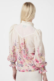 Calloma Flower Print Blouse | Ivory | Bluse fra Neo Noir