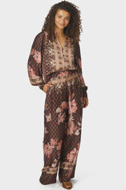 Lunet Botanical Border Pants | Black | Bukser fra Neo Noir