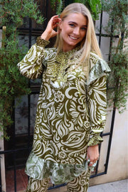 Tia Ls Frill Dress | Army | Kjole fra Liberté