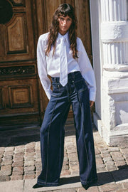 Ayen Stripe Shirt | White | Skjorte fra Mos Mosh