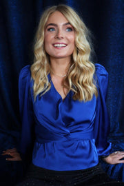 Tiki Ls Twist Blouse | Electric Blue | Bluse fra Liberté