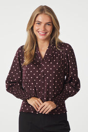 Camisa Dot Blouse | Burgundy | Bluse fra Neo Noir