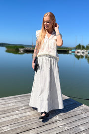 Yara Long Stripe Skirt | Creme | Nederdel fra Neo Noir