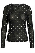 Sheer heart mesh | Black | Mesh bluse fra Avery