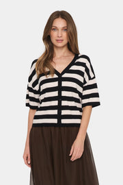 Fikamsz Striped Cardigan | Sort | Strik fra Saint Tropez