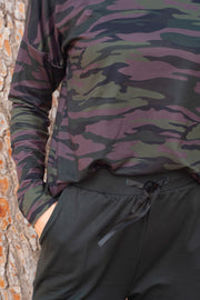 Alma Ls Top (Fleece) | Dusty Camo Dark Brown | Bluse fra Liberté