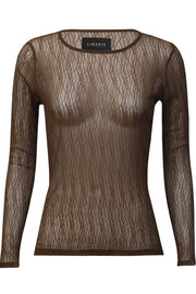 Isa Ls Lace Blouse | Dark Brown Lines | Bluse fra Liberté