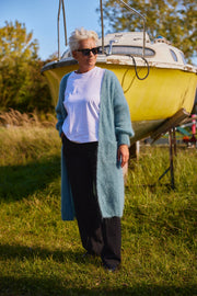 Long open cardigan in fluffy mohair 82121L | Celadon | Strik fra Atelier C