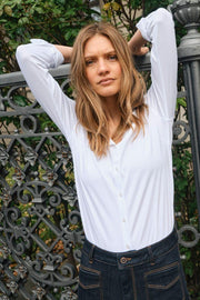 Tina Jersey Shirt | White | Jersey skjorte fra Mos Mosh