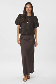 Aisa Brocade Blouse | Dark Brown | Bluse fra Neo Noir