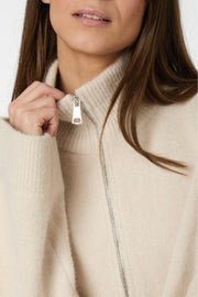 Asley Zip Knit Cardigan | Ivory | Strik fra Neo Noir