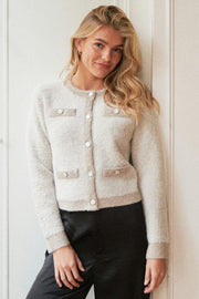 Vivia Knit Cardigan | Beige Melange | Cardigan fra Neo Noir