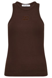 Sahara Embroidery Tank Top 33151 | Mocca | T-Shirt fra Co'couture