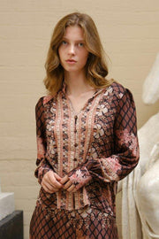 Massima Botanical Border Blouse | Black | Bluse fra Neo Noir