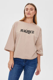 Kassy Pullover | Simply Taupe Mlg W. Black | Strik fra Freequent