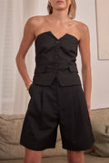 Pleated Bermuda Shorts | Black