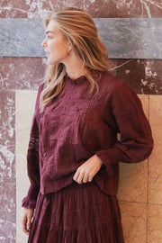 Ebba S Voile Blouse | Burgundy | Bluse fra Neo Noir