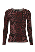 Mesh Ls T-Shirt | Bordeaux Lux Leo | Bluse von Liberté