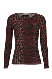 Mesh Ls T-Shirt | Bordeaux Lux Leo | Bluse von Liberté