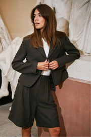 Waed Mini Check Blazer | Brown Melange | Blazers fra Neo Noir