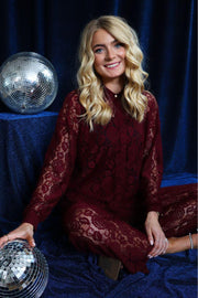 Lacy Ls Shirt | Bordeaux Lace | Skjorte fra Liberté