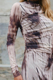 Onessa Faded Mesh Dress | Dusty Brown | Kjole fra Neo Noir