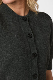 Trudy Deco Knit Cardigan | Antracit Melange | Strik fra Neo Noir