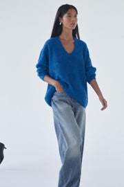 Thora V-Neck Knit | Blue Lolite | Strik fra Mos Mosh
