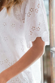 Odet Embroidery Blouse | White | Bluse fra Neo Noir