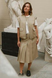 Flo Balloon Twill Vest | Taupe | Vest fra Neo Noir
