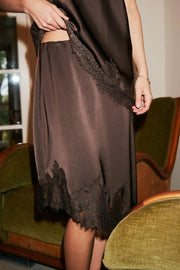 Fiora Lace Skirt | Dark Brown | Nederdel fra Neo Noir