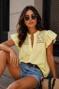 Hazel Ruffle Shirt | Yellow