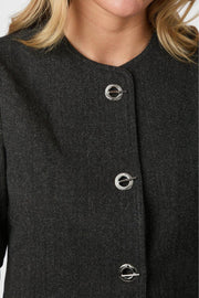 Xanthe Herringbone Blazer | Dark Grey | Blazers fra Neo Noir