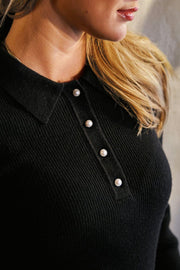 Panama Knit Blouse | Black | Bluse fra Neo Noir