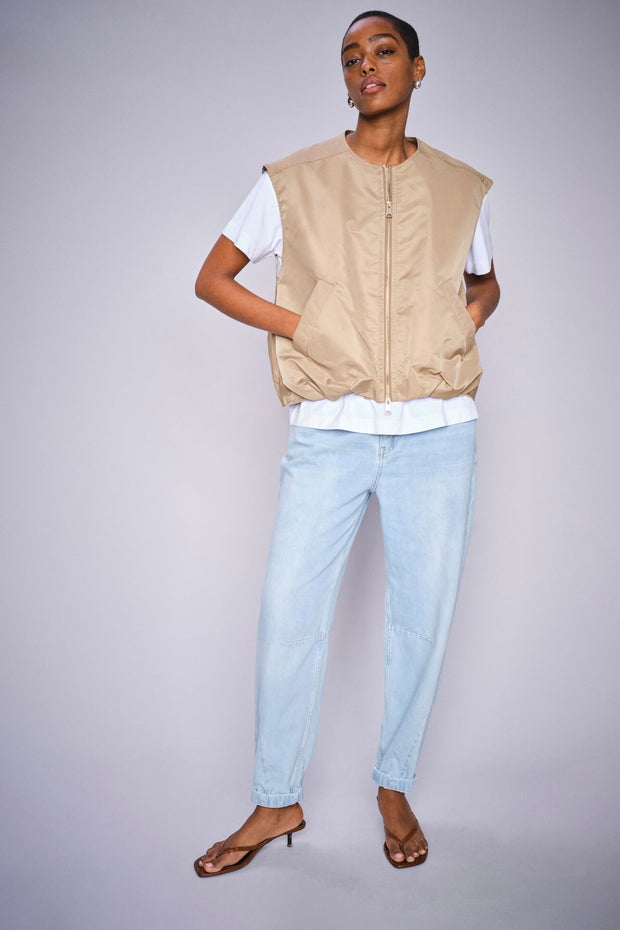 Kura Solid Waistcoat   | Sesame | Vest fra Mos Mosh