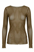 Bobbie Basic Mesh | Kaki | Mesh bluse fra Avery