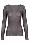 Bobbie Basic Mesh | Dark Grey | Mesh bluse fra Avery
