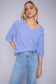 Taci 3/4 V-Neck Knit  | Hydrangea | Strik fra Mos Mosh