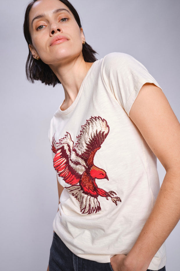 Rem O-SS Eagle Tee   | Ecru | T-shirt fra Mos Mosh