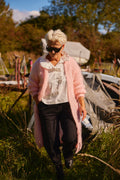 Lange offene Strickjacke aus flauschigem Mohair 82121L | Rose Shadow | Stricken von Lisen – nedsat