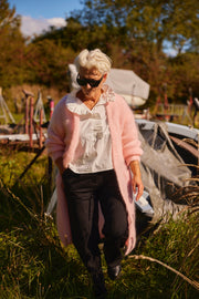 Long open cardigan in fluffy mohair 82121L | Rose Shadow | Strik fra Atelier C