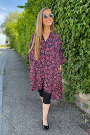 Luna Tunic Shirt | Midnight Rose | Bluse fra Black Colour