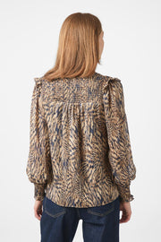 Davina Pattern Blouse | Camel | Bluse fra Neo Noir