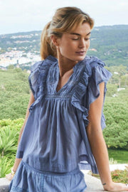 Jayla S Voile Top | Smoke Blue | Bluse fra Neo Noir