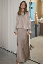 Viso Heavy Sateen Bedaz Skirt | Dark Taupe | Nederdel fra Neo Noir