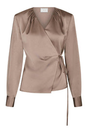 Caprina Heavy Sateen Blouse | Dark Taupe | Bluse fra Neo Noir