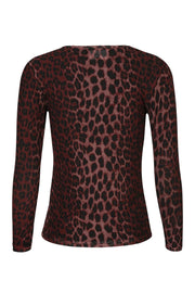 Mesh Ls T-Shirt | Bordeaux Lux Leo | Bluse von Liberté
