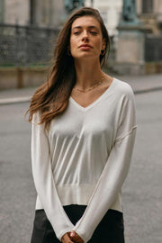 Tani V-neck Knit | Ecru | Strik fra Mos mosh